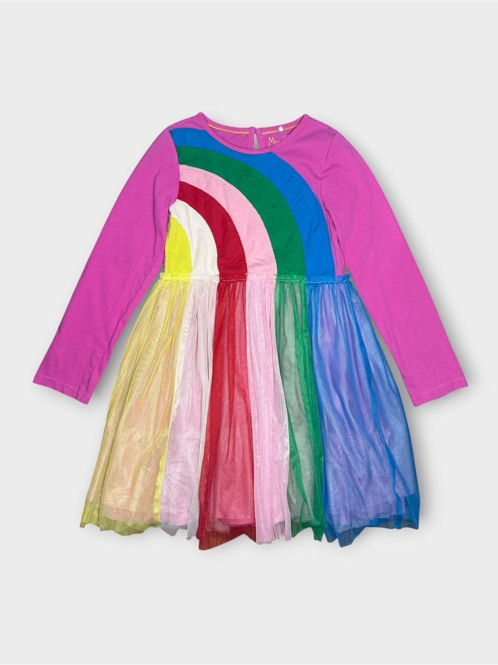 Mini Boden Rainbow Applique Tulle Pink Dress